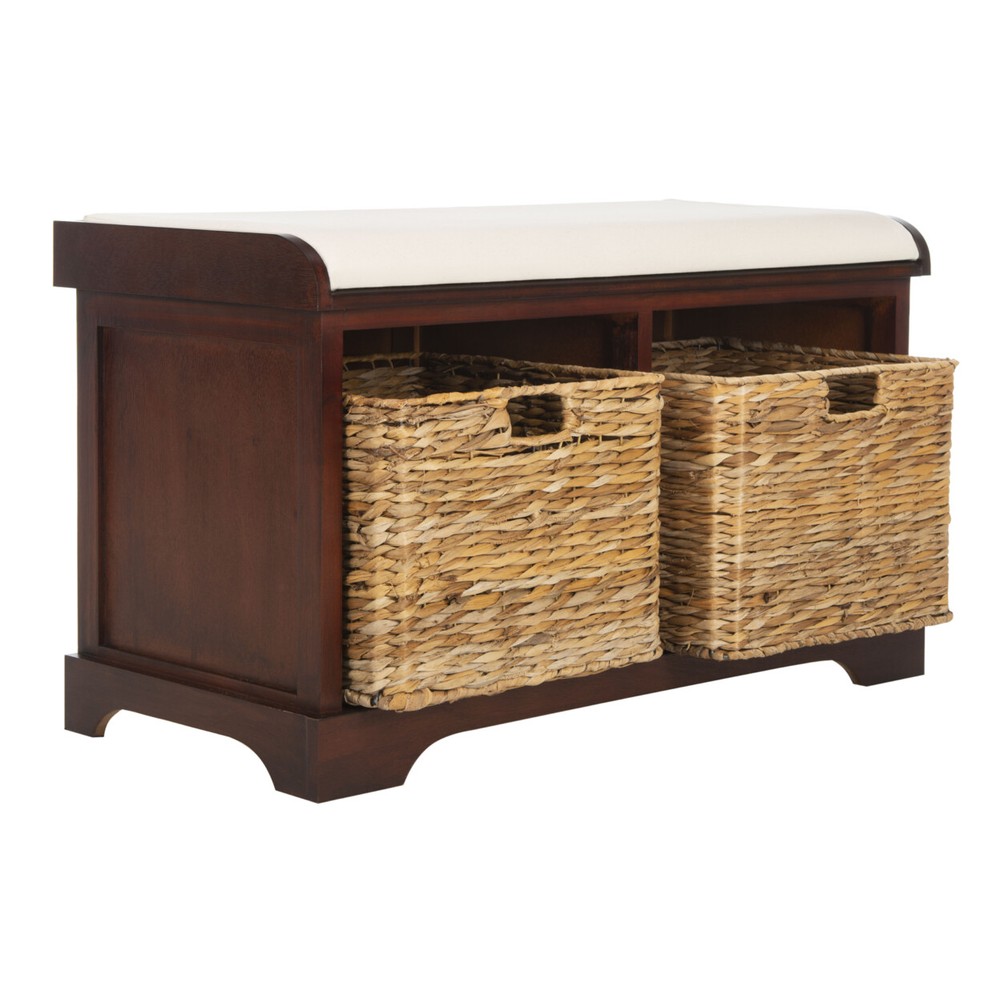 SAFAVIEH Freddy Wicker Storage Bench | Cherry |