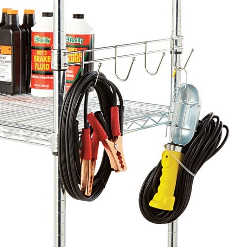 Alera Hook Bars For Wire Shelving, Four Hooks, 18" Deep, Silver, 2 Bars/Pack