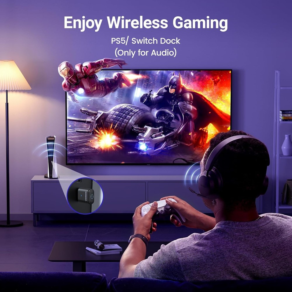 Bluetooth Adapter for PS5 USB-C Wireless Audio Transmitter Low Latency