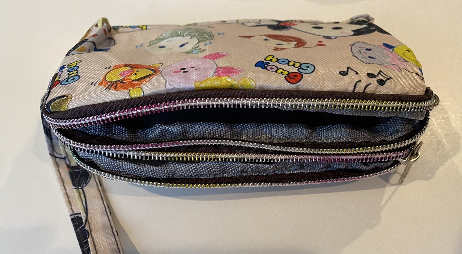 DISNEY CHARACTERS MICKEY MINNIE DOUBLE ZIPPERED WALLET Case Pouch Cosmetic Bag