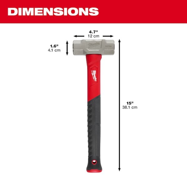 Milwaukee Tool 48-22-9312 Sledge Hammer, 15"L, Round