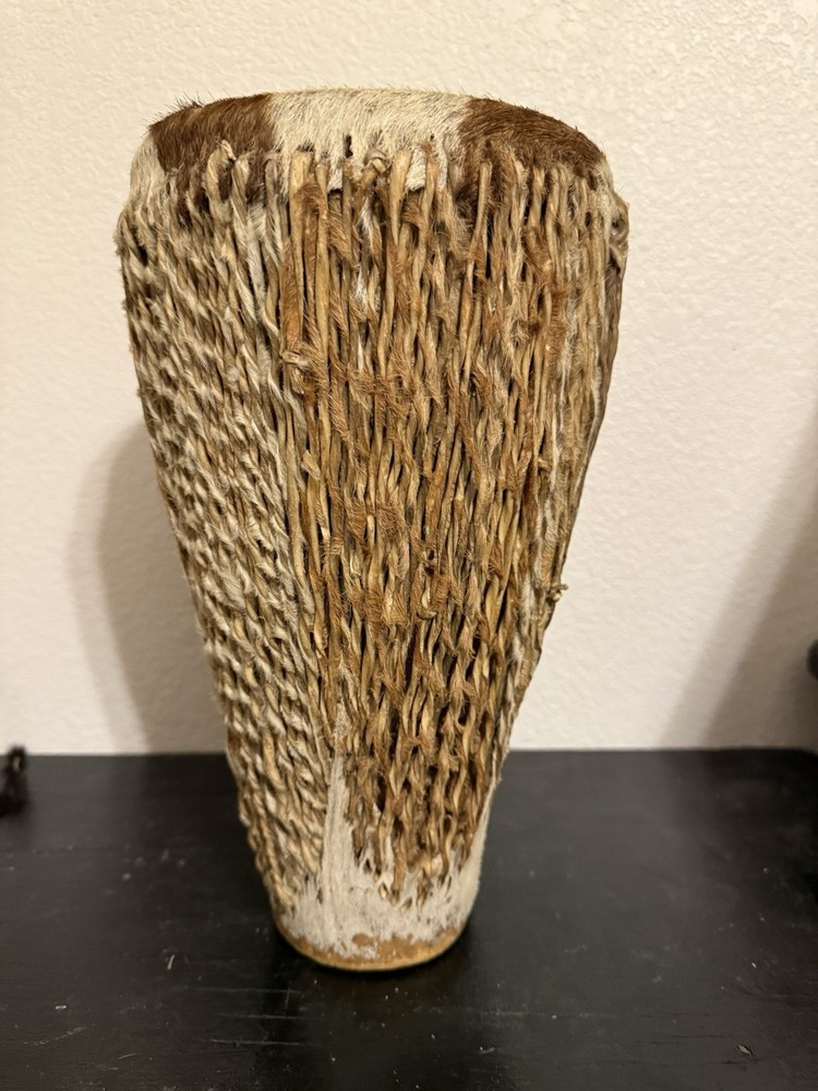 African Bongo Drum Zebra Fur 12” Djembe