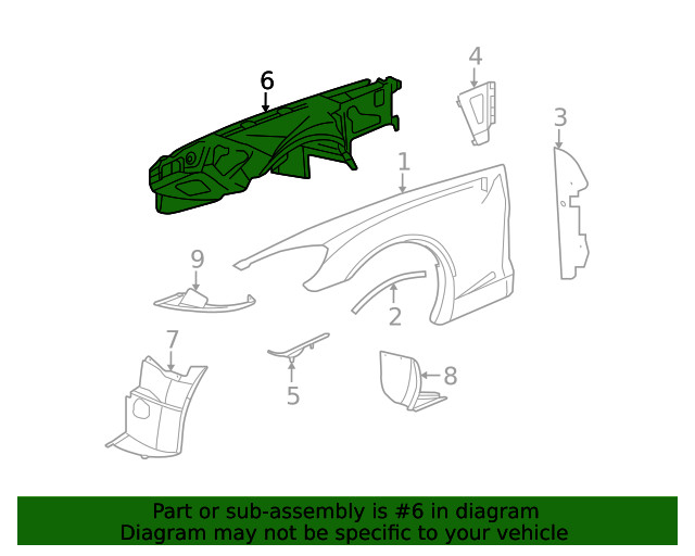 Genuine GM Front Driver Side Wheelhouse Panel 22774644