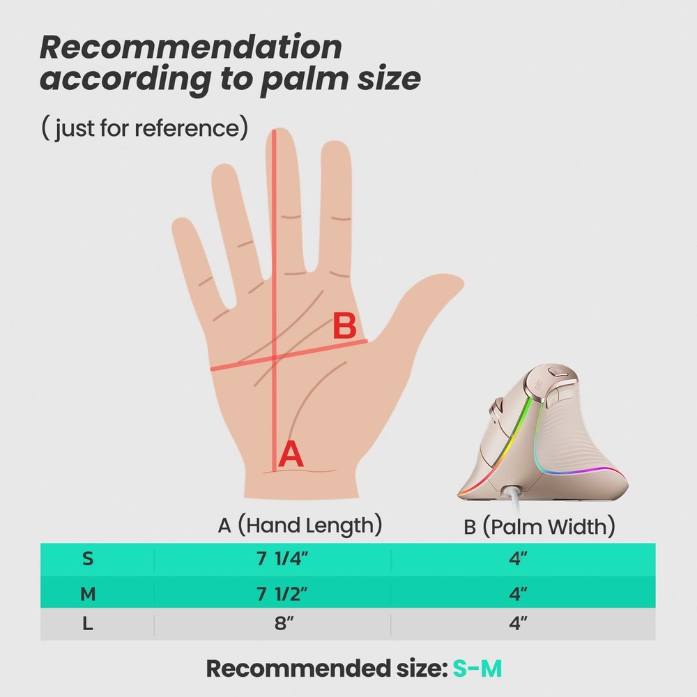 M504 Wired Vertical Mouse, USB Ergonomic Optical Mouse with 4 Adjustable DPI,...