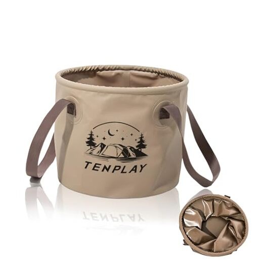 TENPLAY Collapsible Bucket with Handle, Water Storage, Lightweight, Brown(20l)