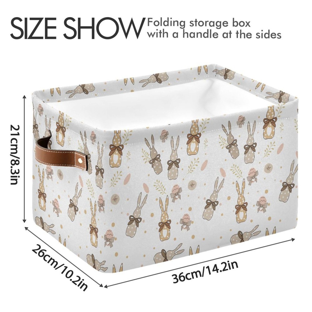 Happy Easter Day Eggs Bunny Storage Basket Fabric Laundry Baskets Easter Rabb...
