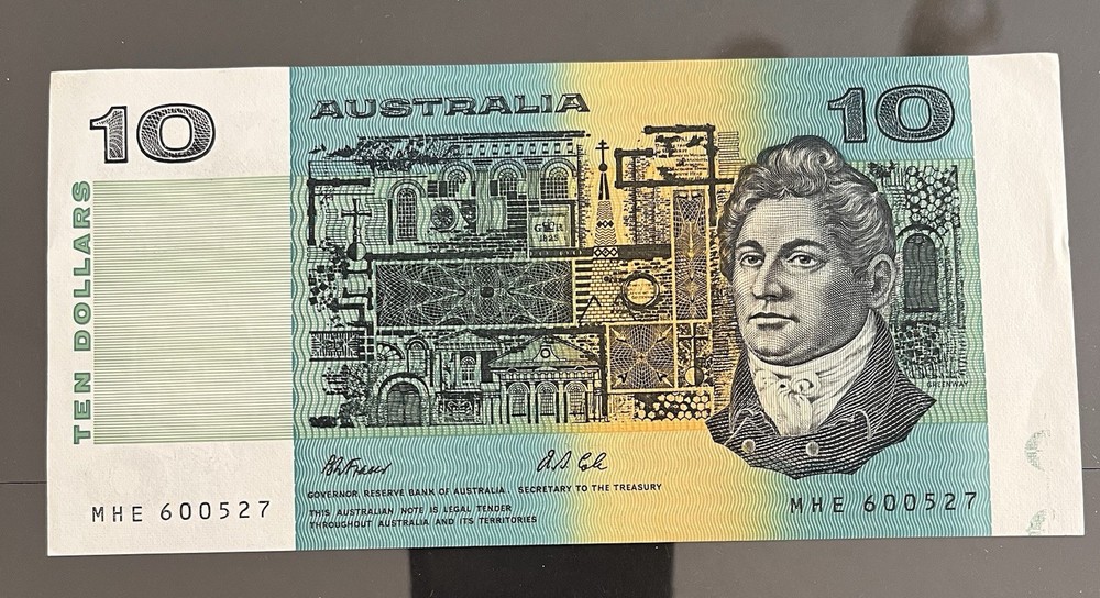 Aust 1991 $10 Fraser/Cole Error note aUNC - Rare