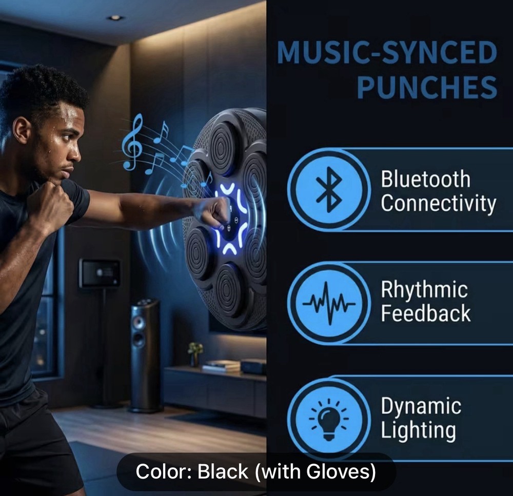 Smart Music Boxing Strike Pad with Bluetooth, Rhythmic Feedback, Lighting, Glov…