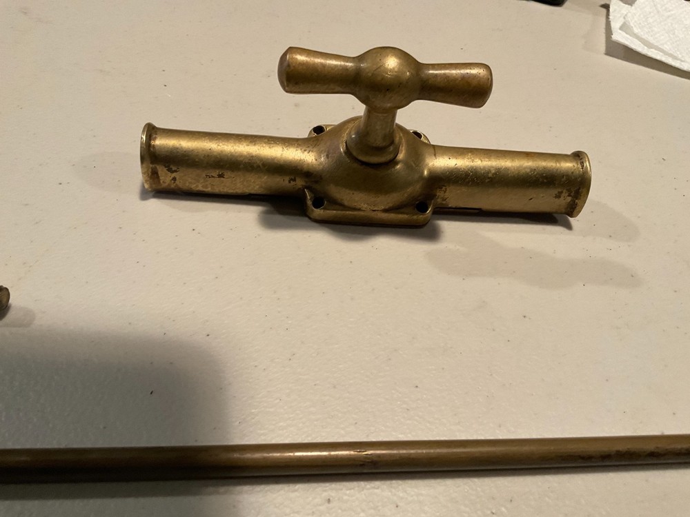 Antique Victorian Solid Brass Double Door Bolt Lock Set