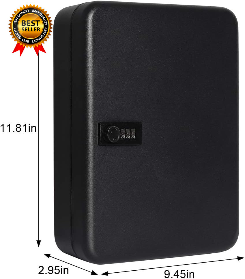Wall Mount Key Storage Box with Code, Locking Key Cabinet Security, 48 Key