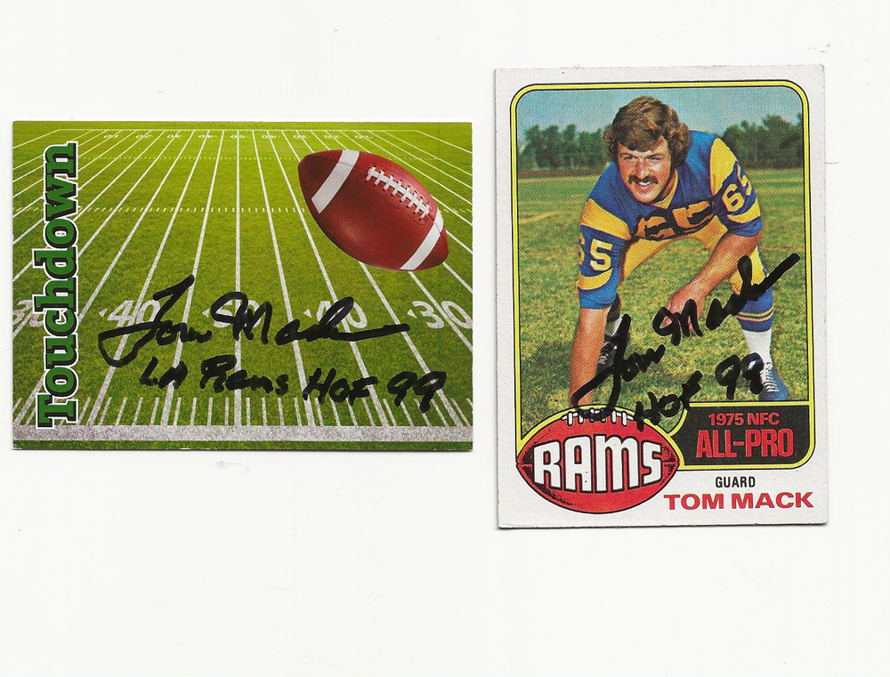 TOM    MACK      RAMS       2     CARD        AUTOGRAPHED    LOT