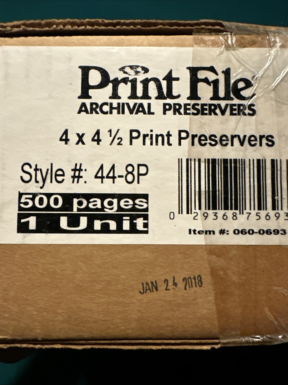 Print File 44-8P Archival Print Preservers 4x4.5 4 3hole 25 Sheets New 500 Pages