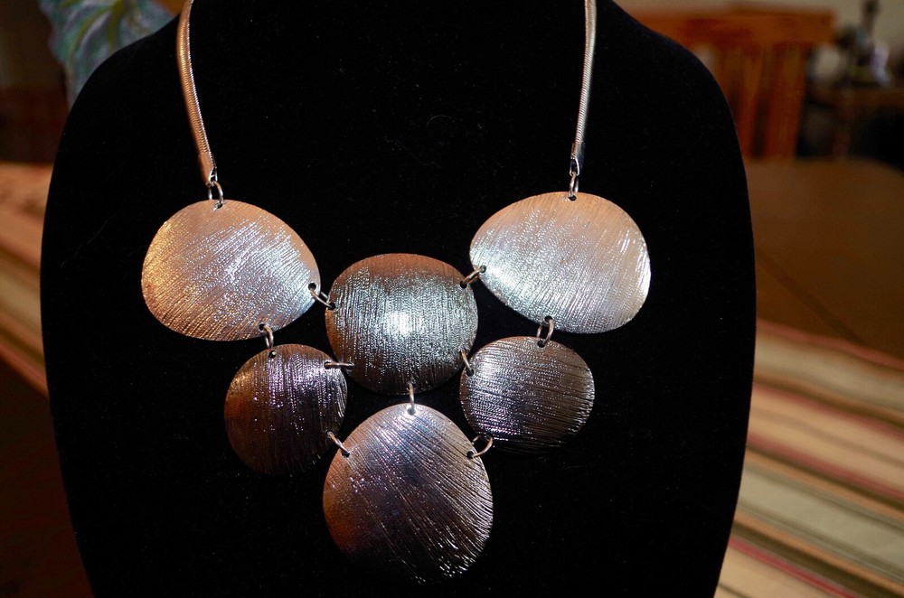 "EL" TWO TONE SILVER STATEMENT NECKLACE