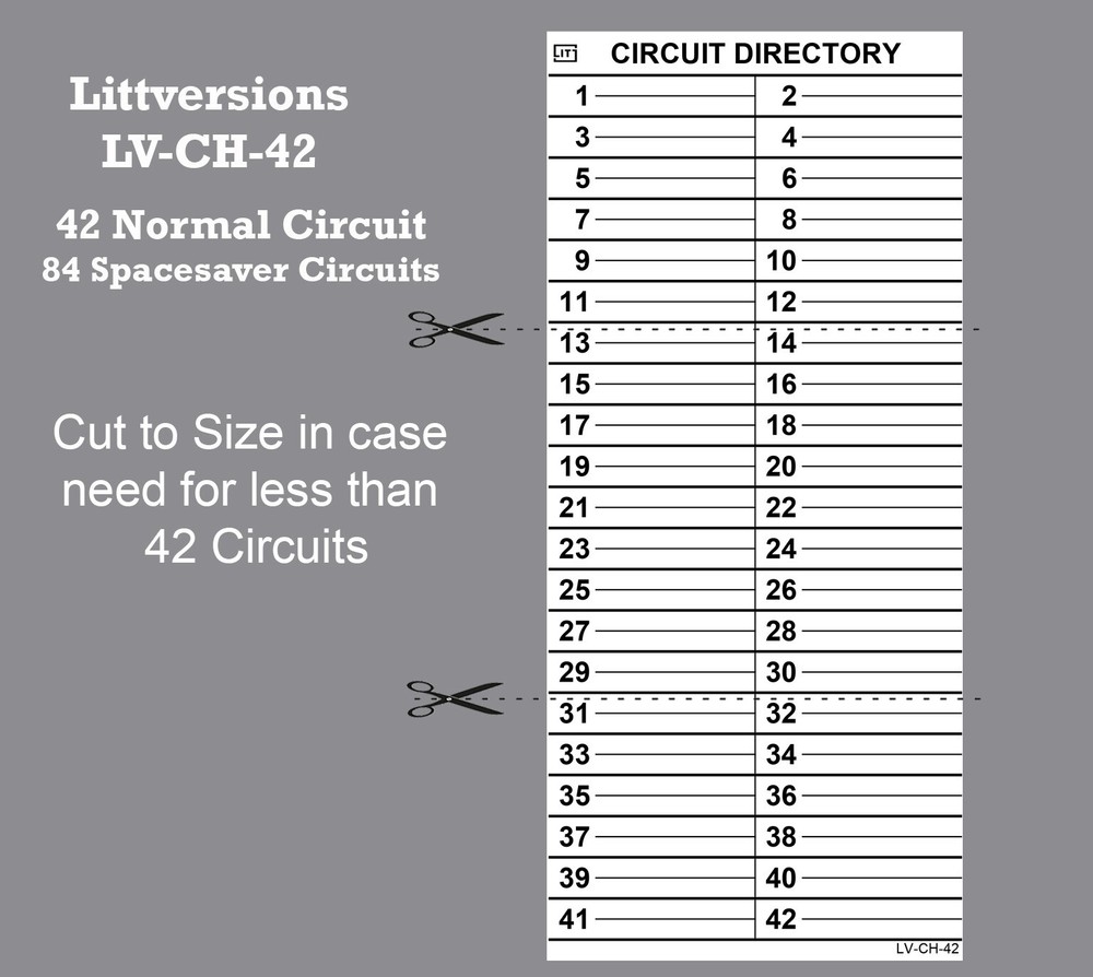 LV Cutler Hammer Electrical Panel Directory Label CKTDIR (42 Circuits 2 Pack)