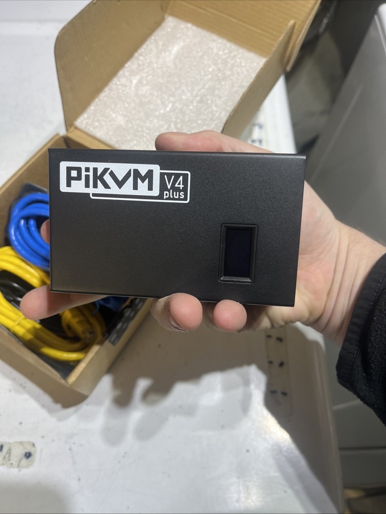 PiKVM V4 Plus KVM Switch Box Black Multiple Connector Types USB RJ45 DC Power