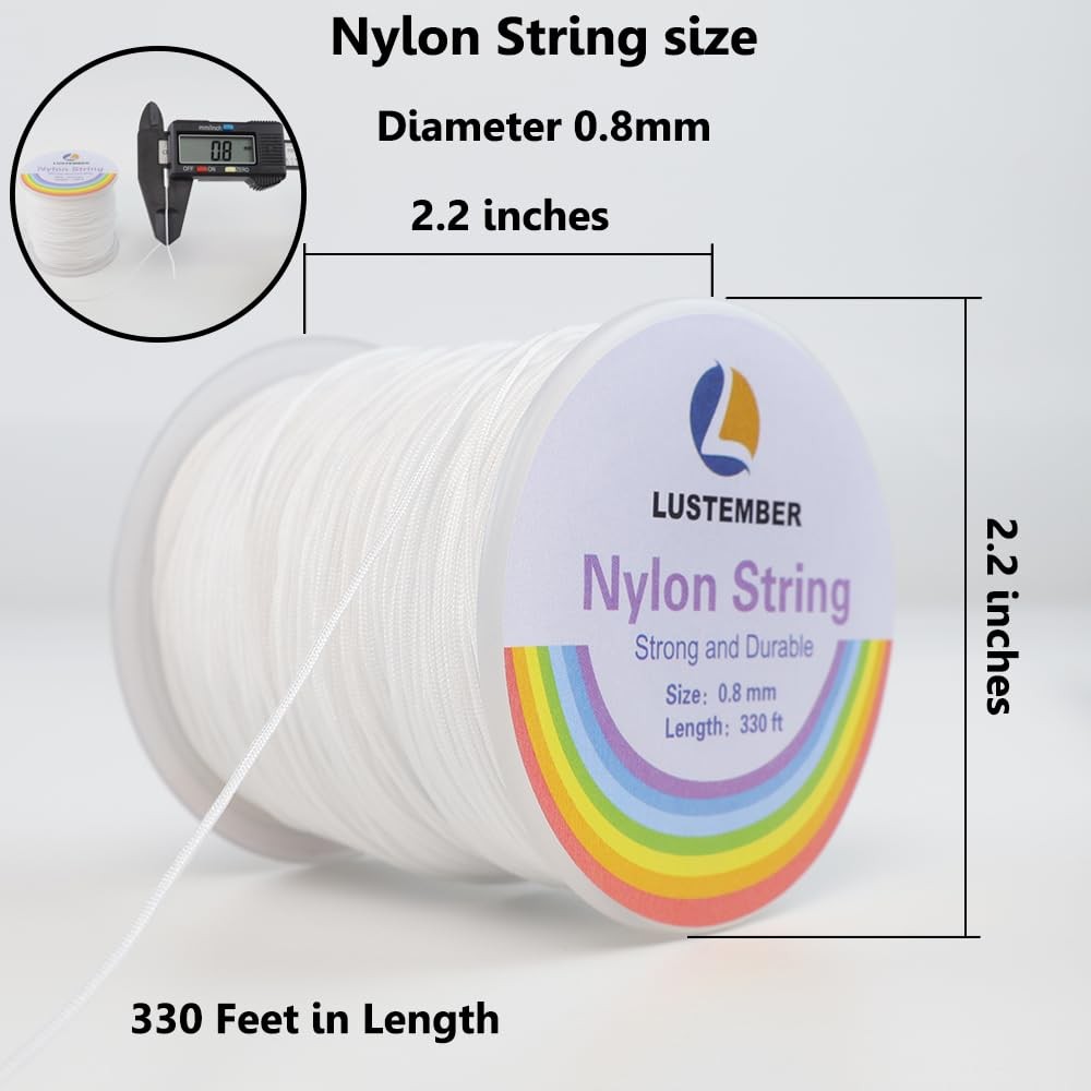 0.8mm Nylon String, Strong Bracelet Durable Cord White, White