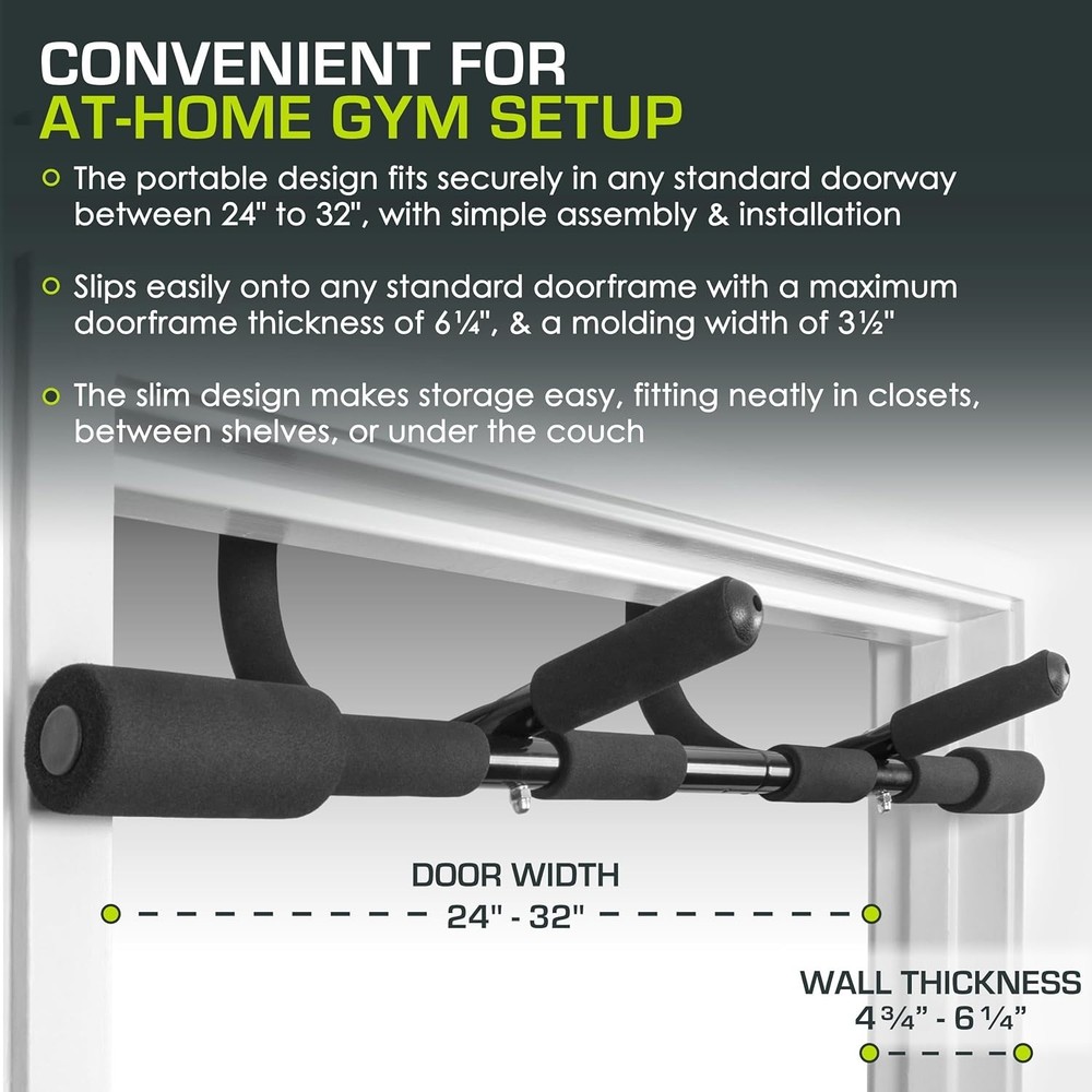 Multi-Function Pull-Up Bar for Upper Body Strength - Fits 24-32 Inch Doorways