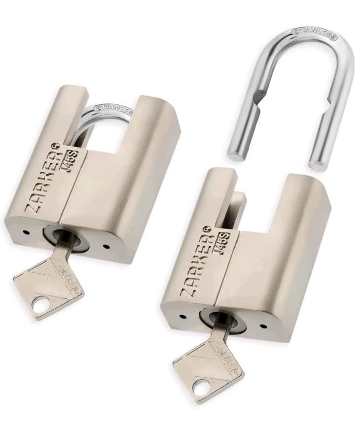 Zarker J45S keyed Padlock, Heavy Duty Stainless Steel Shackle Lock, 3 Keys