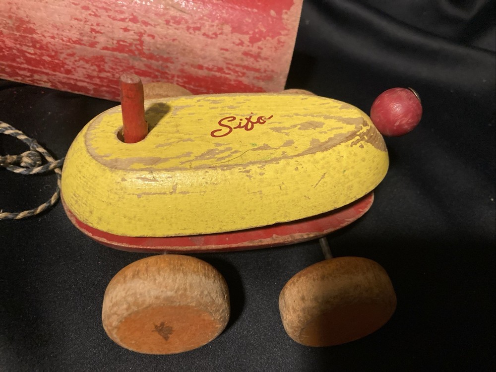 Vintage Sifo Wooden Rainbow Stacker Educational Stacking Ring Blocks Pull Toy