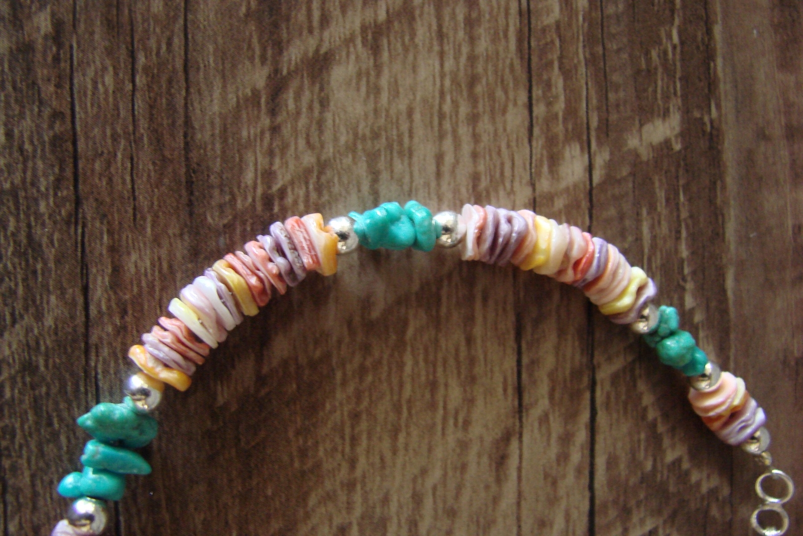 D. Jake Navajo Oyster Shell and Turquoise Beaded Anklet