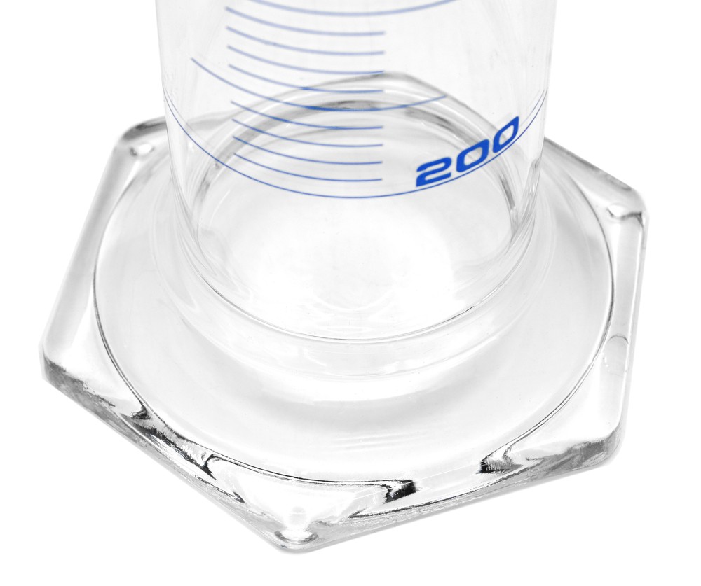 Eisco Labs 2000ml Graduated Cylinder, Class A, Blue Graduations, Hexagonal Base