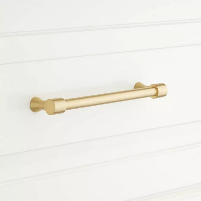 SIGNATURE HARDWARE 6" Strasbourg Solid Brass Cabinet Pull - Satin Brass