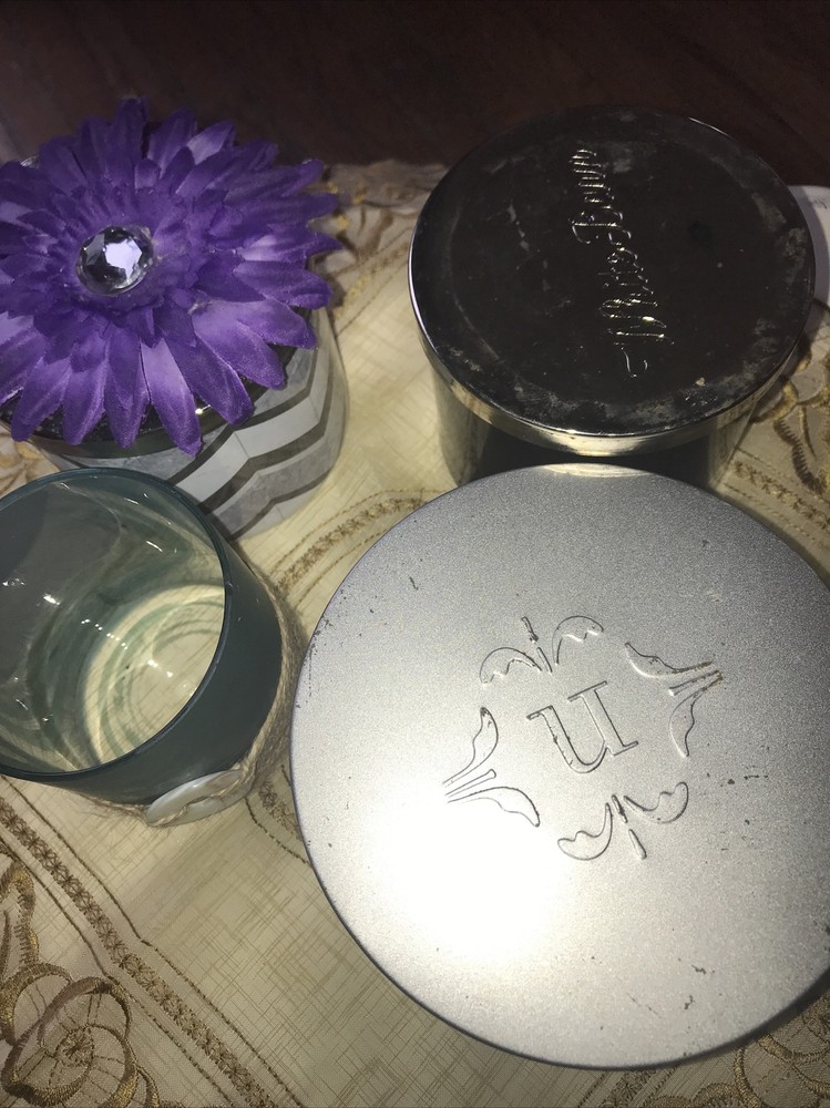 4 assorted empty candle jars 3-5.5” Wide