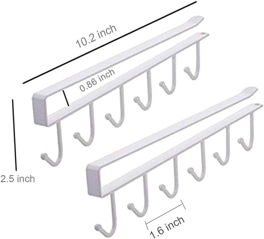 2pcs Mug Hooks Under Cabinet Cups Storage Hook Multifunction Self Adhesive