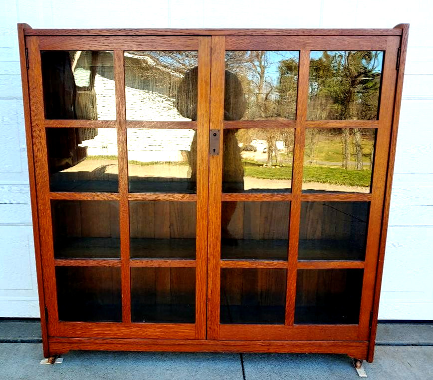KILLER 48 X 48 MINTY STICKLEY BROTHERS 2 DOOR BOOKCASE W/ 3 SHELVES...