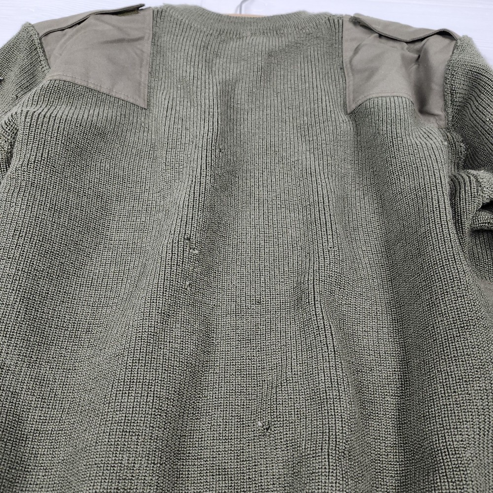 German Military Commando Sweater Pullover Flags Wool Blend H50 Size L Distressed