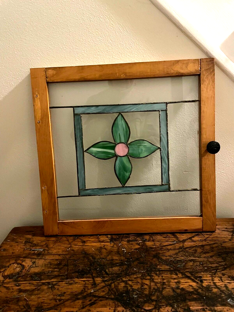 Vintage Art Deco-stained glass window Panel with Knob