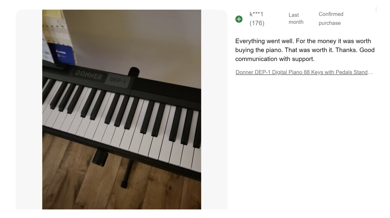 Donner DEP-1 Digital Piano 88 Key Portable Piano With Sustain Pedal Carry Case