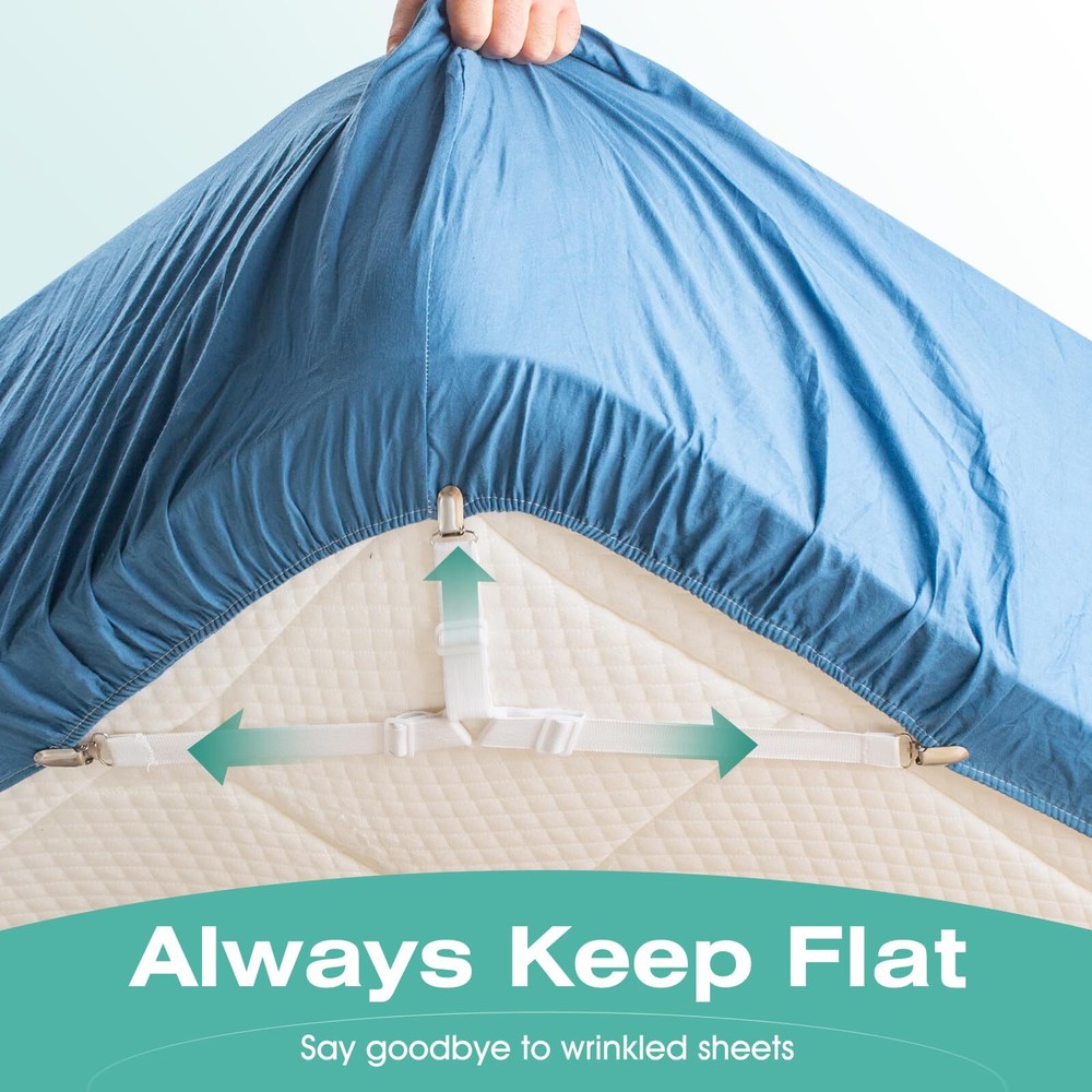 Bed Sheet Straps 4 Pcs Bed Sheet Holders Fitted Sheet Clips Adjustable