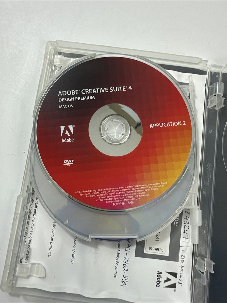 Adobe Creative Suite 4 Design Premium For Mac Is Student DVD’s w/ Serial # READ