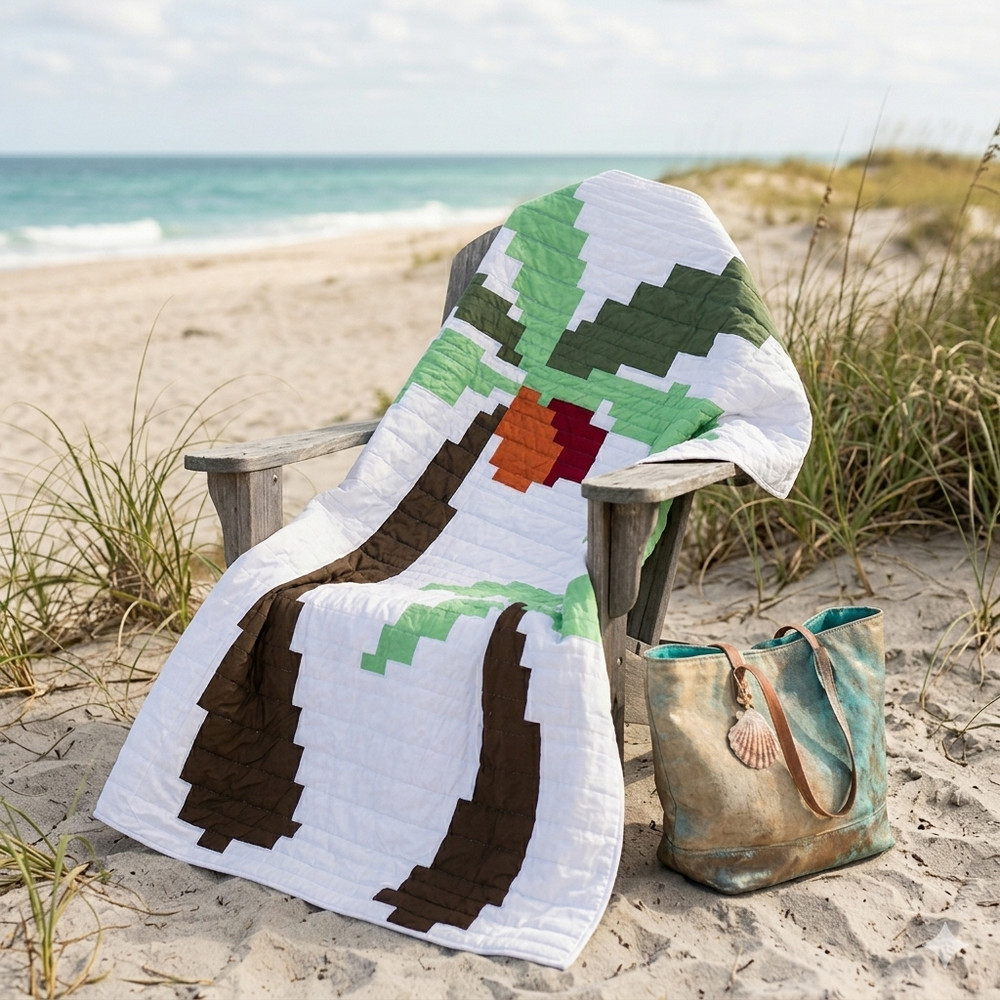 Handmade Analog Island Patchwork Queen Size Cotton Finished QUILT