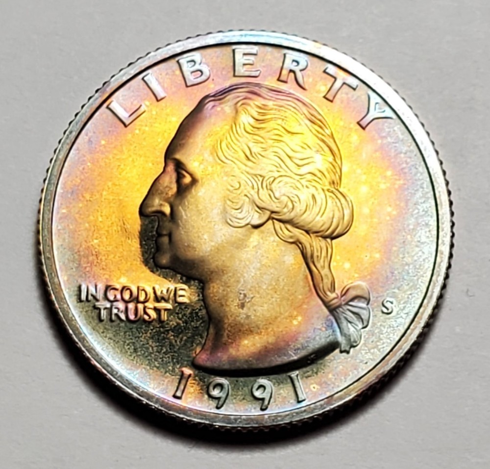 TONED 1991 S WASHINGTON QUARTER PROOF UNC #P2663