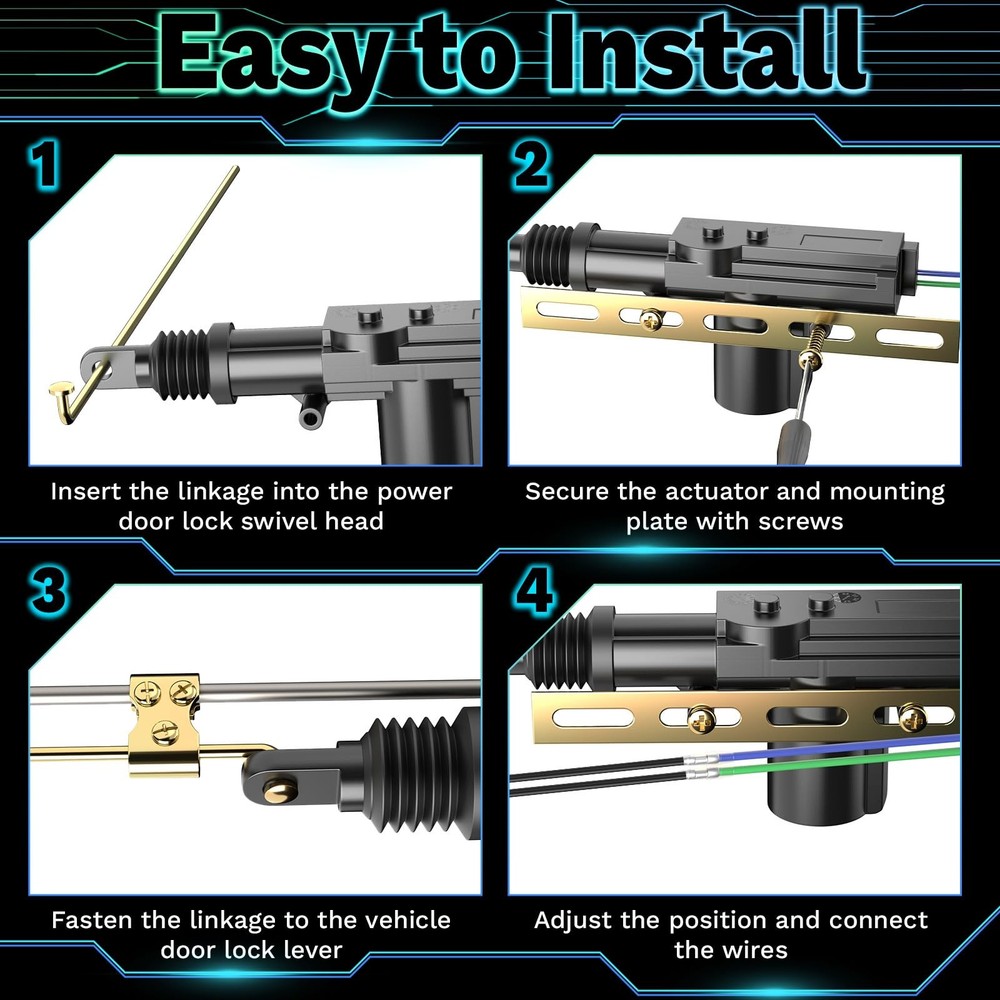 2 PCS 12v Door Lock Actuator Kit, Universal Power Mode Actuator...