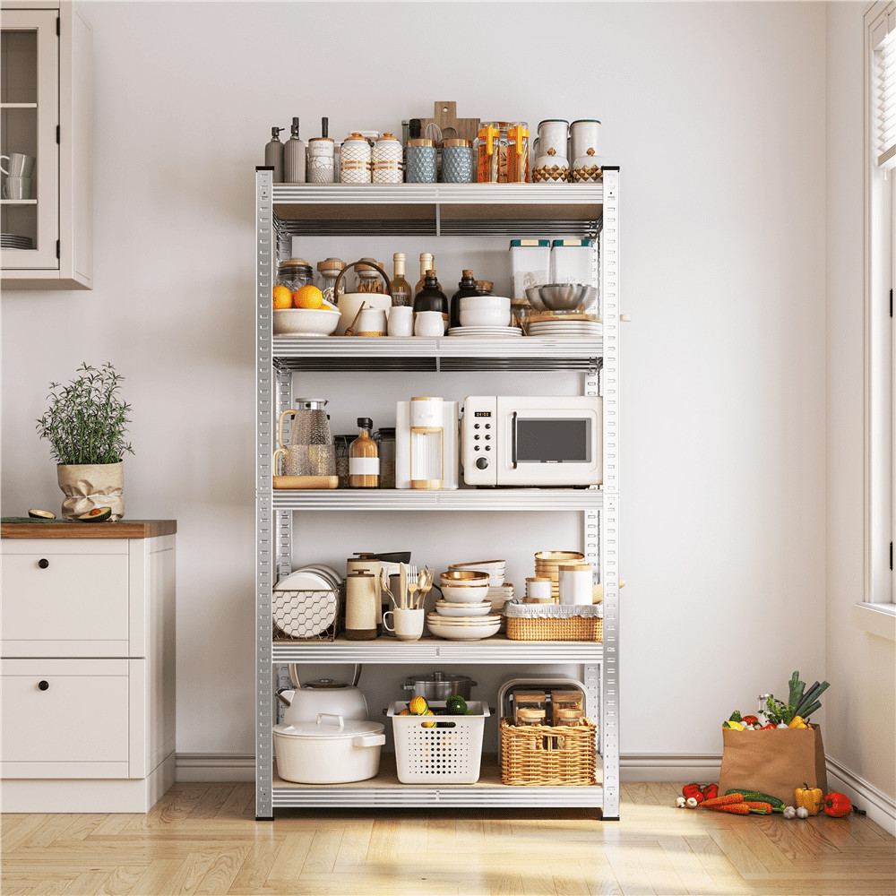 5-Tier Metal Boltless & Adjustable Storage Rack, Black