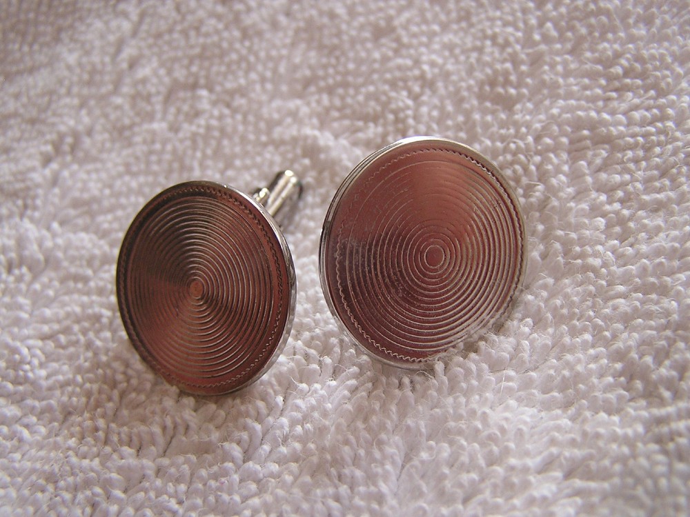 Vintage Modern Cufflinks Silver Toned