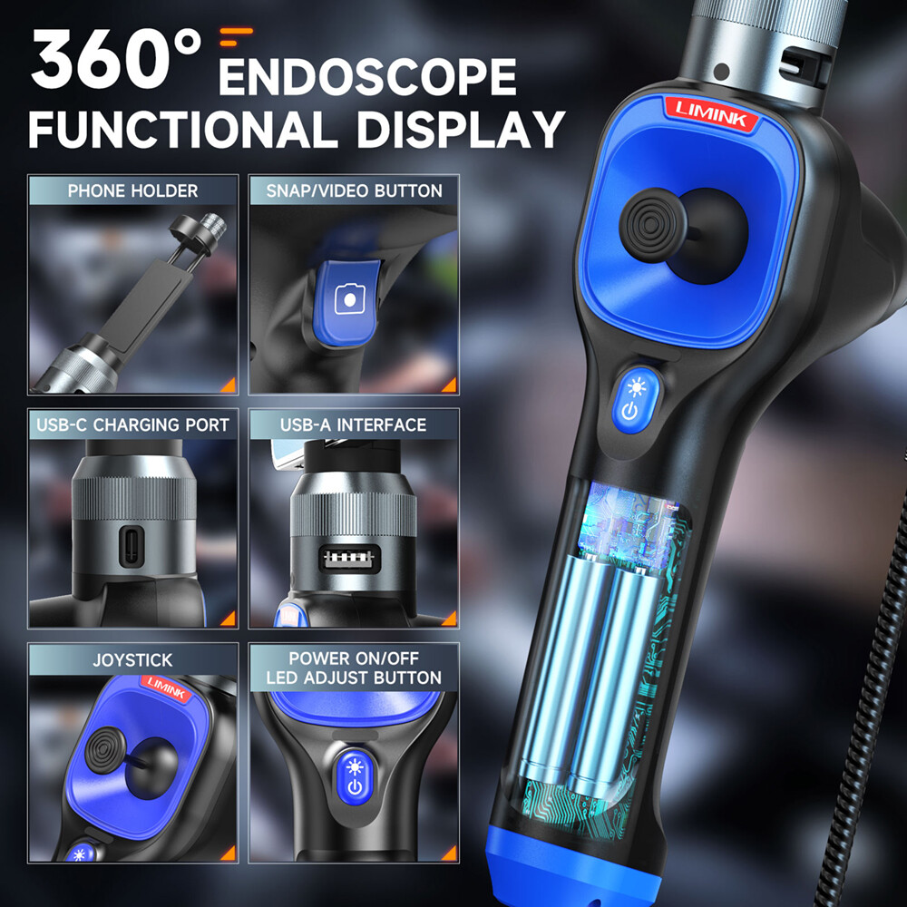 360° Articulating Borescope 4 Way Endoscope Inspection Camera for iPhone/Android