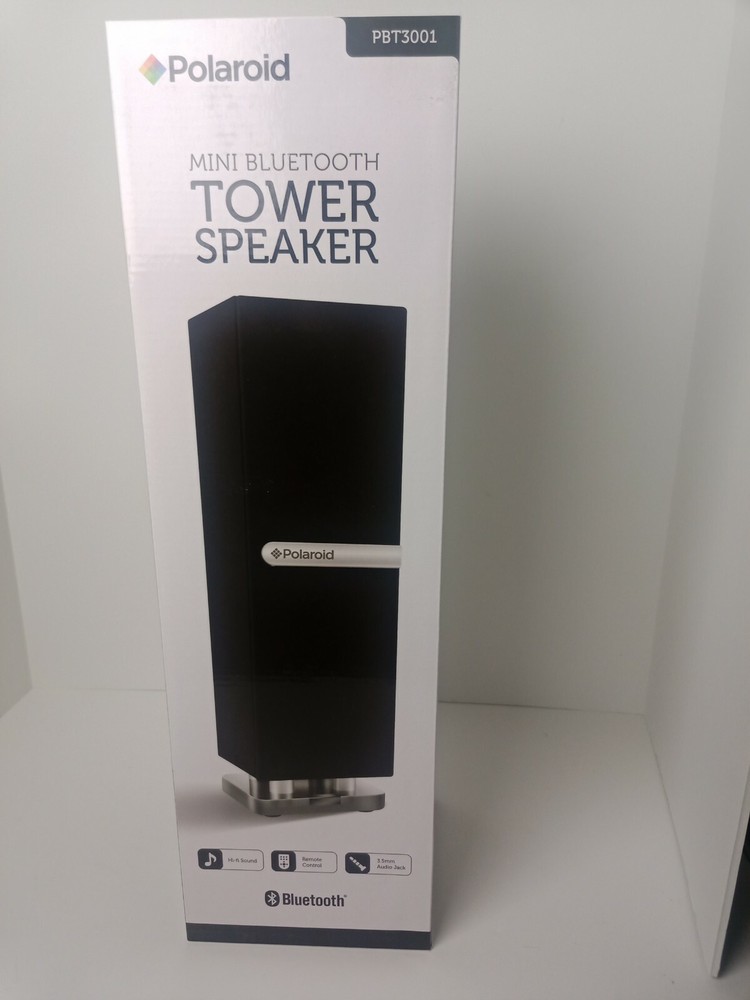 Polaroid Mini Bluetooth Tower Speaker Remote Rechargeable BLACK NEW