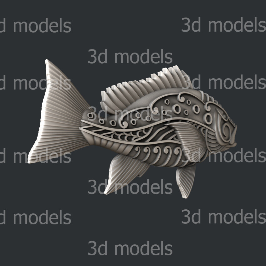 3d STL models for CNC, Artcam, Aspire, fish