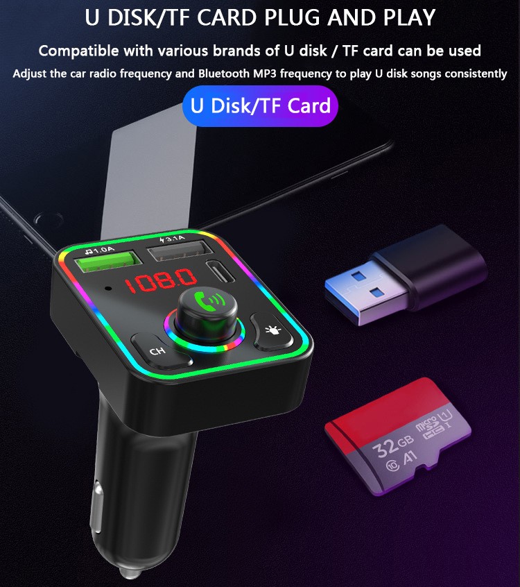 2x Car Bluetooth 5.0 Wireless MP3 Player FM Transmitter Adapter 2 USB Charger