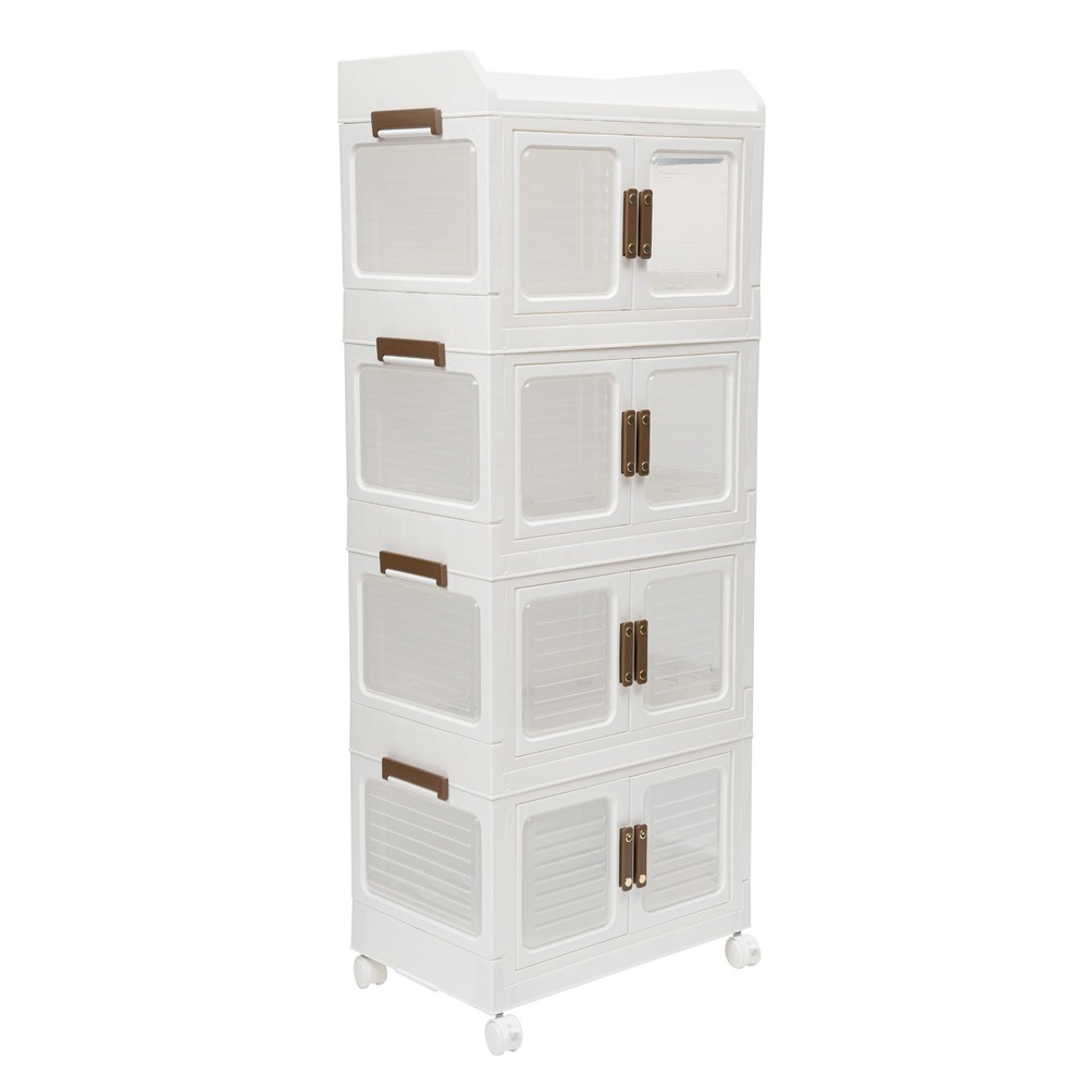 Plastic Collapsible Storage Bins with Lids & Wheels Stackable Closet Organizers