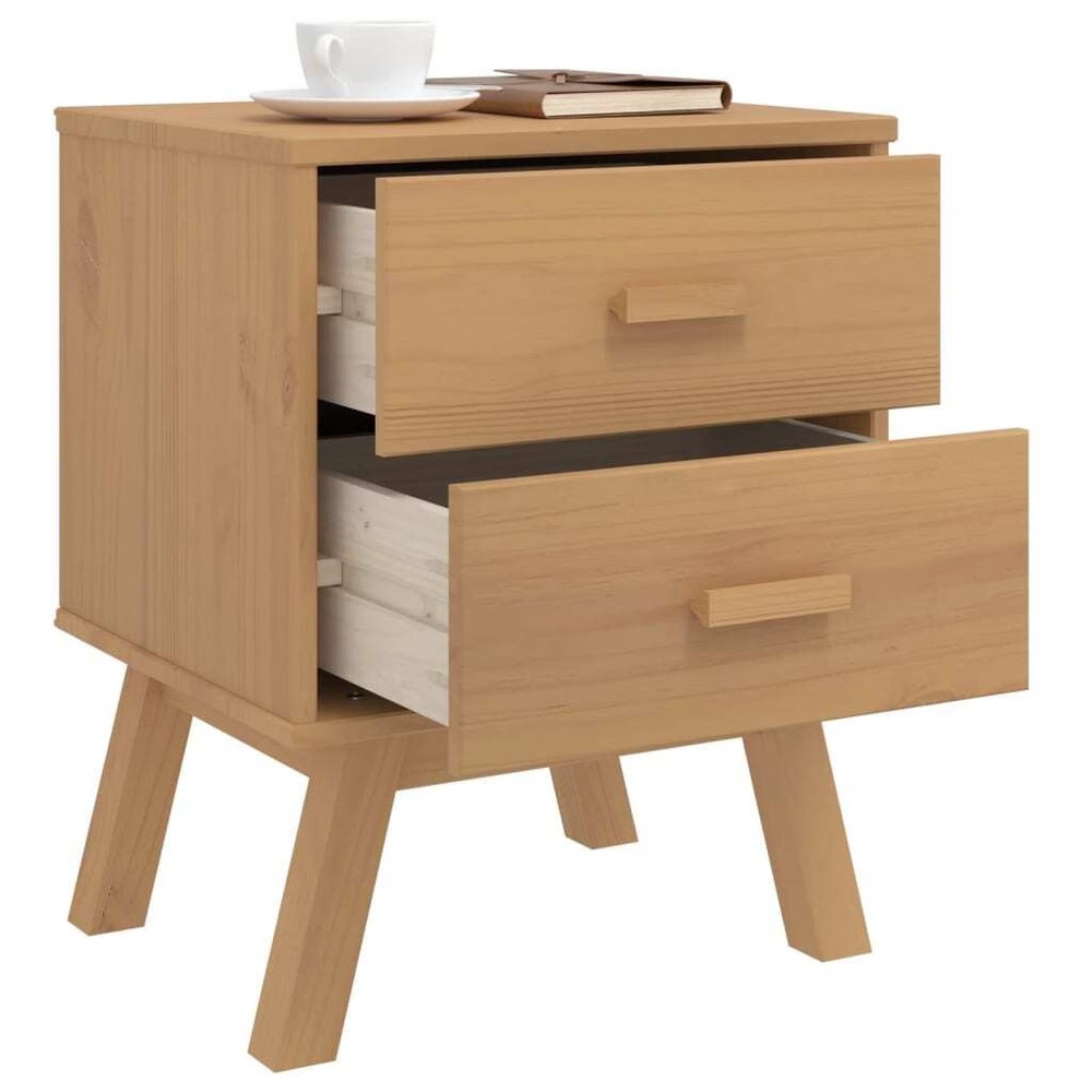 Bedside Cabinet Brown Solid pinewood with a wax finish Medium