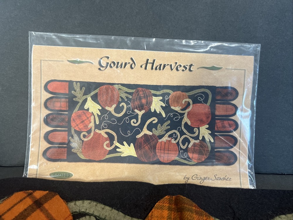 Ginger Sanchez "Gourd Harvest" Wool Embroidery Table Runner Pattern Project