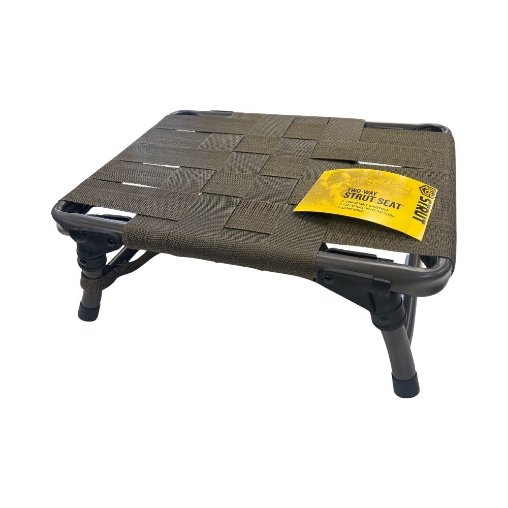 HS Strut Seat with Folding Legs & 2 " Nylon Webbed Seat | Durable Compact