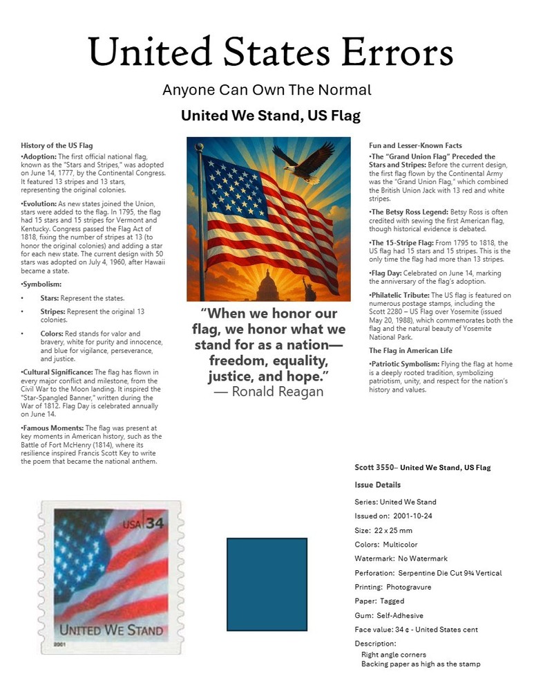 Centsational Custom Presentation Panel For Error SN 3550 - 8.5” X 11”