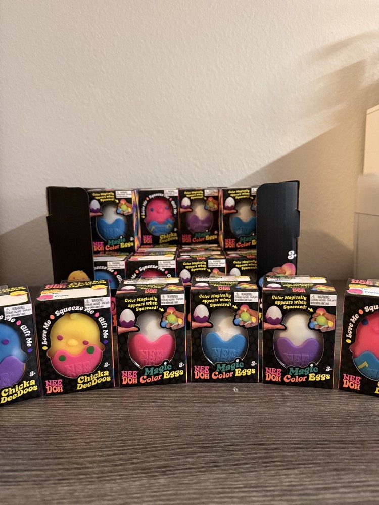 PURPLE RAINBOW NeeDoh CHICKA DEEDOOS & MAGIC COLOR EGGS, Nee Doh Squishy Easter