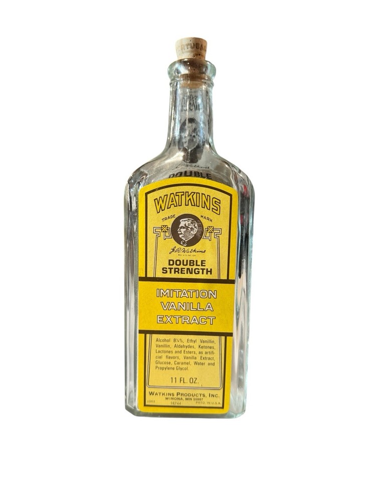 Vintage Watkins Vanilla Extract 11oz Bottle Empty With Original Box